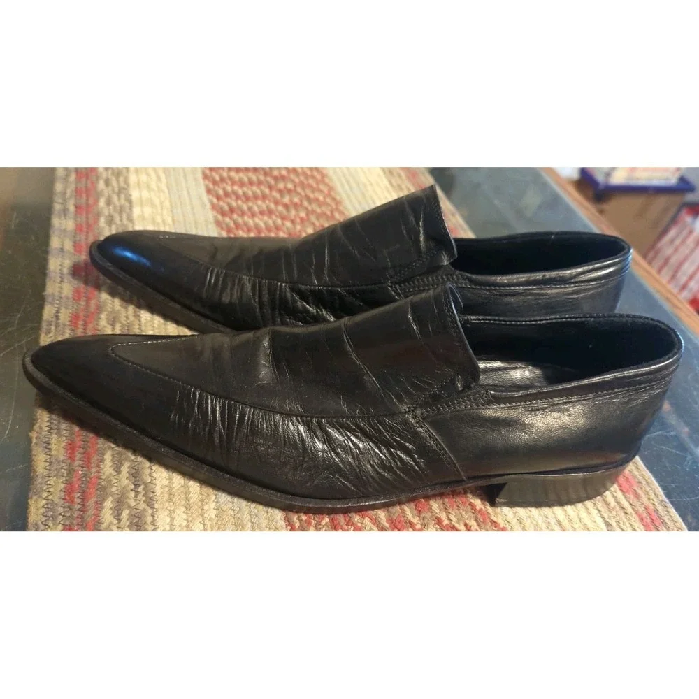 Andrea‎ Pagliarini Black Leather Oxford Pointy Dress Shoes Mens EU 41 US 8 Italy